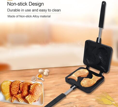 Taiyaki اليابانية على شكل سمكة فطيرة مقلاة مزدوجة، صانع Taiyaki الحديد على شكل سمكة فطيرة مقلاة مزدوجة للمنزل لتقوم بها بنفسك الطبخ حفلة الحلوى in Kuwait