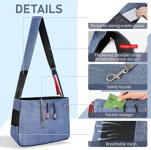 Dog Sling Carrier, Thick Padded Cat Carrier for Small Dogs Hands Free Large Interior Puppy Pet Sling Carriers with Breathable Mesh, Drawstring for Outdoor Travel, Supermarkt Bag in Saudi Arabia