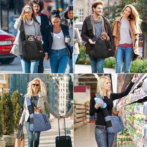 Dog Sling Carrier, Thick Padded Cat Carrier for Small Dogs Hands Free Large Interior Puppy Pet Sling Carriers with Breathable Mesh, Drawstring for Outdoor Travel, Supermarkt Bag in Saudi Arabia