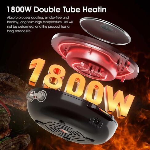 Hot Pot with Grill, 2 in 1 Electric Smokeless Non-Stick Grill and Hot Pot Combo with Dual Temperature Control for Indoor Shabu-Shabu Hotpot Korean BBQ Grill,Perfect for 1 to 8 Person in Saudi Arabia