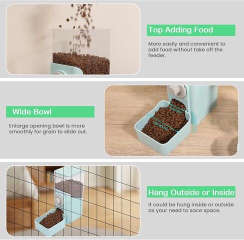 موزع طعام الحيوانات الأليفة الأوتوماتيكي المعلق، موزع تغذية القنفذ على شكل أرنب الجاذبية التلقائي، وعاء طعام للكلاب والقطط لتعليق القفص (أرجواني) in Kuwait