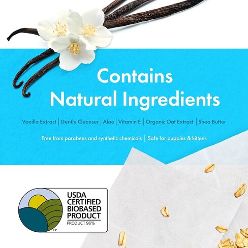 مناديل بيتكين النباتية، 200 منديل - مناديل مبللة للحيوانات الأليفة ذات أساس حيوي ومستدامة وكبيرة وسميكة للكلاب والقطط - للوجه والأقدام والأذنين ومنطقة الجسم والعين - تنظف وترطب البشرة بوعي - لافندر in Kuwait