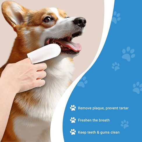 مناديل تنظيف أسنان الحيوانات الأليفة من أفونت للكلاب والقطط، 50 قطعة من مناديل أصابع الأسنان تقلل من البلاك والجير، ومعطر أنفاس الكلاب والعناية باللثة - مقاس M in Kuwait