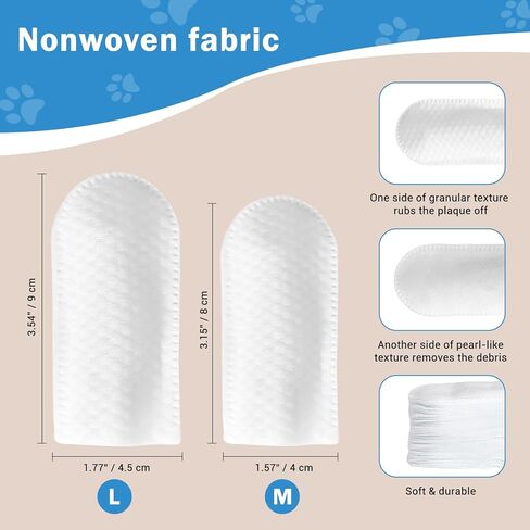 مناديل تنظيف أسنان الحيوانات الأليفة من أفونت للكلاب والقطط، 50 قطعة من مناديل أصابع الأسنان تقلل من البلاك والجير، ومعطر أنفاس الكلاب والعناية باللثة - مقاس M in Kuwait