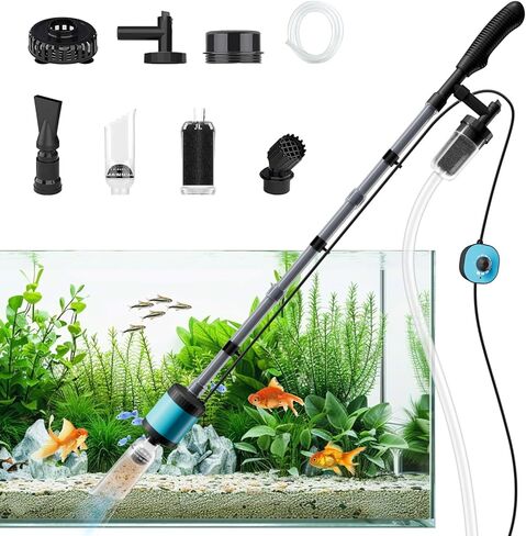 يعيش مكنسة حصى 12 فولت لحوض السمك، [محرك تردد متغير مطور] مضخة سيفون متعددة الاستخدامات 6 في 1 لخزان الأسماك، طقم تنظيف خزان الأسماك، مكنسة كهربائية لحوض السمك، 729 جيجا في الساعة 3000 لتر/ساعة مبدل مياه in Kuwait