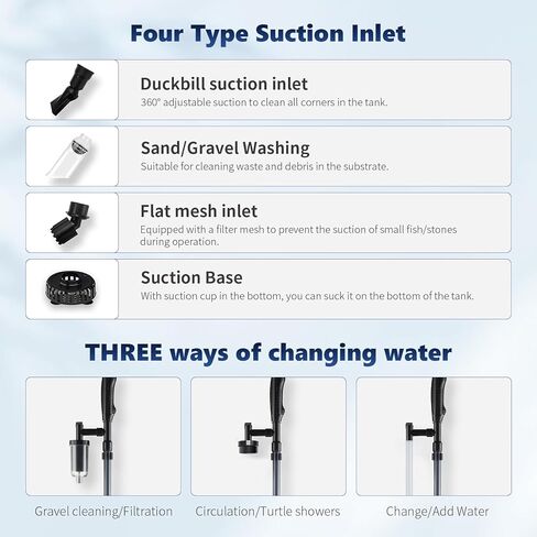 يعيش مكنسة حصى 12 فولت لحوض السمك، [محرك تردد متغير مطور] مضخة سيفون متعددة الاستخدامات 6 في 1 لخزان الأسماك، طقم تنظيف خزان الأسماك، مكنسة كهربائية لحوض السمك، 729 جيجا في الساعة 3000 لتر/ساعة مبدل مياه in Kuwait