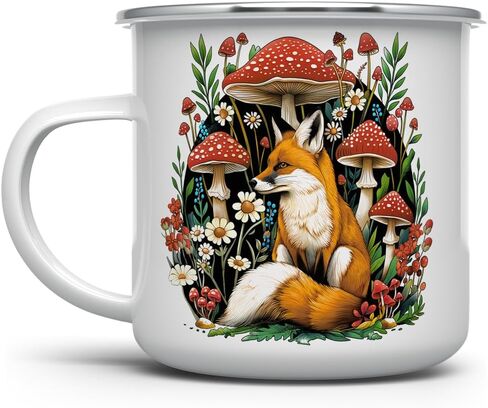 Woodland Forest Fox Cottagecore Campfire Coffee Tea Hot Chocolate Mug, Cozy Mushroom Nature Camping Cup (12oz) in Saudi Arabia