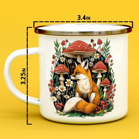 Woodland Forest Fox Cottagecore Campfire Coffee Tea Hot Chocolate Mug, Cozy Mushroom Nature Camping Cup (12oz) in Saudi Arabia