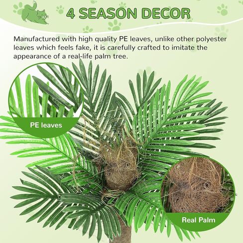 4ft Outdoor Weatherproof Artificial Palm Tree with Natural Sisal Scratching Posts for Cats in Kuwait