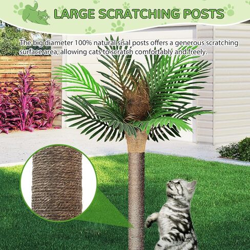 4ft Outdoor Weatherproof Artificial Palm Tree with Natural Sisal Scratching Posts for Cats in Kuwait