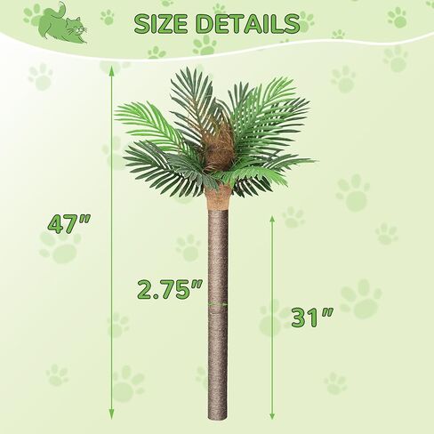 4ft Outdoor Weatherproof Artificial Palm Tree with Natural Sisal Scratching Posts for Cats in Kuwait