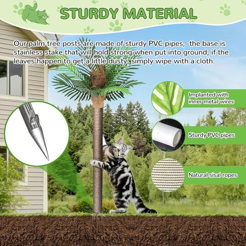 4ft Outdoor Weatherproof Artificial Palm Tree with Natural Sisal Scratching Posts for Cats in Kuwait