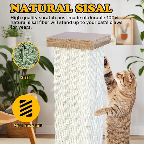 27IN Cat Scratching Post, Nature Sisal Cat Scratch Post for Indoor Cats in Kuwait