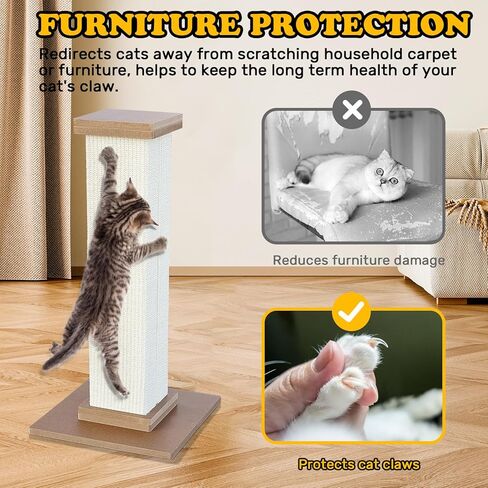 27IN Cat Scratching Post, Nature Sisal Cat Scratch Post for Indoor Cats in Kuwait