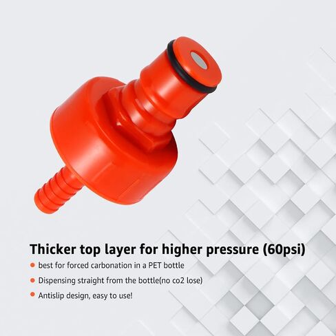 3 Pack Carbonation Cap Forced Carbonation with PET Bottle 5/16 Barb CO2 Coupling to Carbonate Soda Beer Water PET Bottle Filling Carbonation Cap with No Fall Off Flat Gasket & Thick O-ring in Kuwait