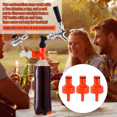 3 Pack Carbonation Cap Forced Carbonation with PET Bottle 5/16 Barb CO2 Coupling to Carbonate Soda Beer Water PET Bottle Filling Carbonation Cap with No Fall Off Flat Gasket & Thick O-ring in Kuwait