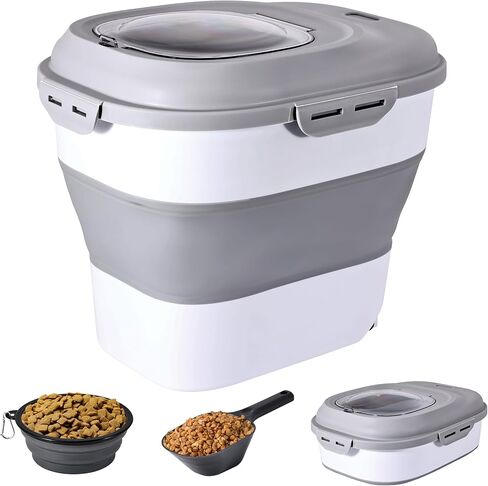 Pet Food Storage Container including Pet Food Scoop and Collapsible Bowl Ideal for Dog Food, Birdseed, Cat Food, Rice and Grains in Saudi Arabia