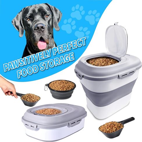 Pet Food Storage Container including Pet Food Scoop and Collapsible Bowl Ideal for Dog Food, Birdseed, Cat Food, Rice and Grains in Saudi Arabia
