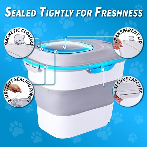 Pet Food Storage Container including Pet Food Scoop and Collapsible Bowl Ideal for Dog Food, Birdseed, Cat Food, Rice and Grains in Saudi Arabia