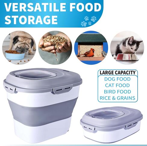Pet Food Storage Container including Pet Food Scoop and Collapsible Bowl Ideal for Dog Food, Birdseed, Cat Food, Rice and Grains in Saudi Arabia