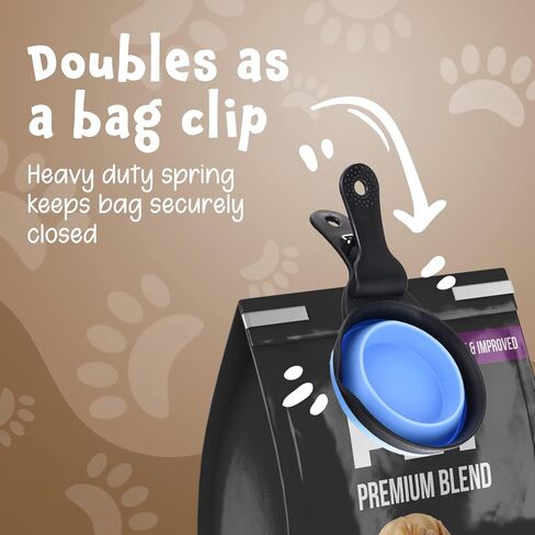 مجموعة أكواب قياس قابلة للطي من Evergreen Pet Supplies 3 أحجام لقياس أغذية الحيوانات الأليفة بدقة - مغرفة طعام الحيوانات الأليفة أثناء السفر مع مشابك لأكياس طعام الكلاب - كوب قياس مطاطي ناعم - مغرفة طعام متينة للكلاب والقطط in Kuwait