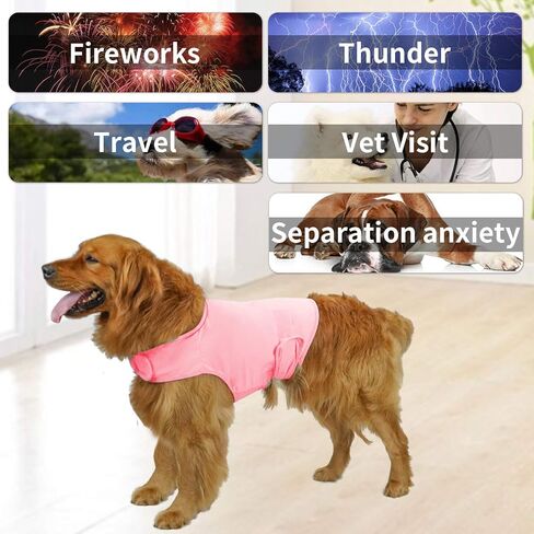 Thunder Jacket for Dogs Anxiety Relief, Dog Anxiety Vest Calming Care for Separation, Thunderstorm, Travel, Fireworks, Vet Visits (Pink S) in Saudi Arabia