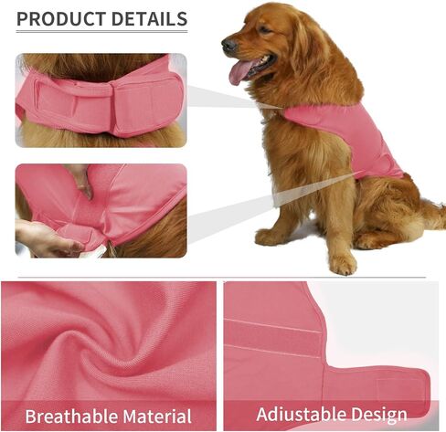 Thunder Jacket for Dogs Anxiety Relief, Dog Anxiety Vest Calming Care for Separation, Thunderstorm, Travel, Fireworks, Vet Visits (Pink S) in Saudi Arabia