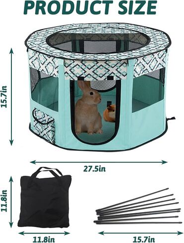 BNOSDM Rabbit Playpen with Zippered Top Portable Small Pet Cage Tent Bunny Foldable Pop Up playpen Indoor Outdoor Travel Use Exercise Yard Fence for Rabbits Ferrets Cats Guinea Pigs in Saudi Arabia