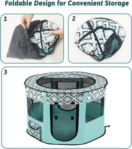 BNOSDM Rabbit Playpen with Zippered Top Portable Small Pet Cage Tent Bunny Foldable Pop Up playpen Indoor Outdoor Travel Use Exercise Yard Fence for Rabbits Ferrets Cats Guinea Pigs in Saudi Arabia