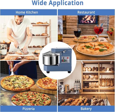 خلاط تجاري بحامل 8QT، آلة عجن عجين دوّارة مزدوجة بقدرة 450 وات، خلاط كهربائي للمطبخ التجاري، خلاط طعام معدني مع وعاء من الفولاذ المقاوم للصدأ، ودرع أمان ومؤقت in Kuwait