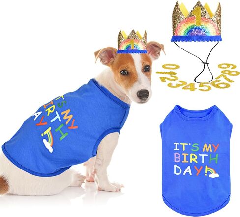 Dog Birthday Dog Shirt Slogan Vest “It's MY BIRTHDAY" Cute T-Shirt Clothes for Chihuahua Teacup Shia tzu Yorkie Small Puppy Cat Birthday Outfit Pet Apparel in Saudi Arabia