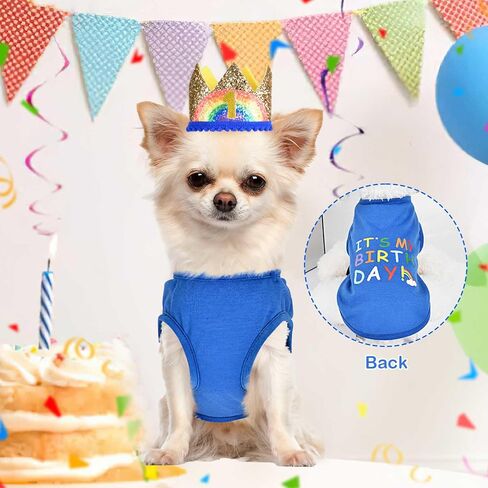 Dog Birthday Dog Shirt Slogan Vest “It's MY BIRTHDAY" Cute T-Shirt Clothes for Chihuahua Teacup Shia tzu Yorkie Small Puppy Cat Birthday Outfit Pet Apparel in Saudi Arabia