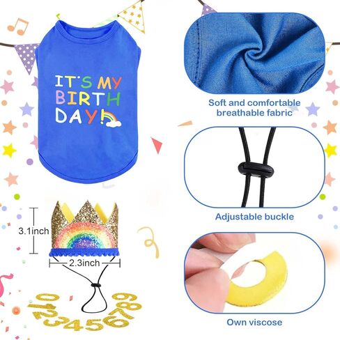 Dog Birthday Dog Shirt Slogan Vest “It's MY BIRTHDAY" Cute T-Shirt Clothes for Chihuahua Teacup Shia tzu Yorkie Small Puppy Cat Birthday Outfit Pet Apparel in Saudi Arabia