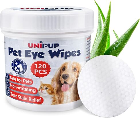 Dog Eye Wipes,Dog Tear Stain Remover for Dogs & Cats, 120pcs Remove Eye Discharge, Coconut Oil Cat Eye Wipes, Tear Stain Wipes for Dogs Prevents Eye Infections, Natural Ingredients in Saudi Arabia