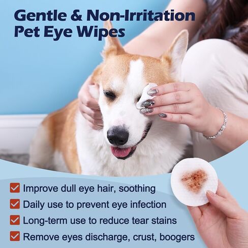 Dog Eye Wipes,Dog Tear Stain Remover for Dogs & Cats, 120pcs Remove Eye Discharge, Coconut Oil Cat Eye Wipes, Tear Stain Wipes for Dogs Prevents Eye Infections, Natural Ingredients in Saudi Arabia