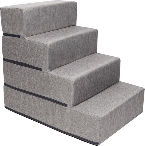4-Tier Pet Foam Stairs for Tall Beds and Couches, for Small to Medium Pets, Gray in Saudi Arabia
