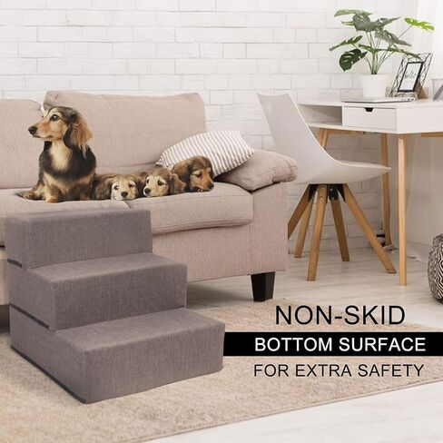 4-Tier Pet Foam Stairs for Tall Beds and Couches, for Small to Medium Pets, Gray in Saudi Arabia