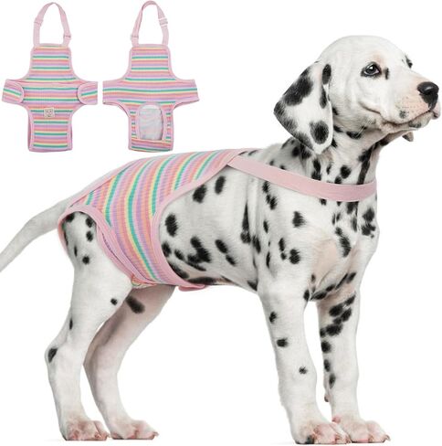 Dog Diaper Suspenders Female Striped Sanitary Pantie with Adjustable Suspenders, Washable Dog Period Panties Physiological Pants, Dog Period Onesie Pet Breathable Jumpsuits (Rainbow Pattern, S) in Saudi Arabia