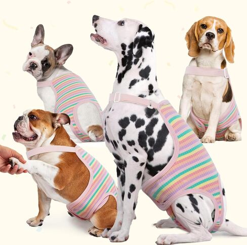 Dog Diaper Suspenders Female Striped Sanitary Pantie with Adjustable Suspenders, Washable Dog Period Panties Physiological Pants, Dog Period Onesie Pet Breathable Jumpsuits (Rainbow Pattern, S) in Saudi Arabia
