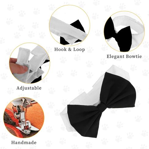 4Pcs Pet Bow Tie Adjustable White Dog Collar with Formal Classy Stripped Neck Tie Dog Tie Puppy Grooming Ties Party Accessories for Small Dogs and Cats (S, Black, Red, Blue) in Saudi Arabia
