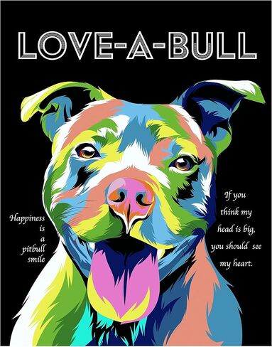 Love A Bull - Pit Bull Fine Art Print Decor- Inspirational and Motivational Poster - 11x14 Unframed Wall Art Photo - Gift for those who Love Abstract Pop Culture. Classroom or Dorm Decor Under $15 in Saudi Arabia