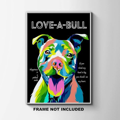 Love A Bull - Pit Bull Fine Art Print Decor- Inspirational and Motivational Poster - 11x14 Unframed Wall Art Photo - Gift for those who Love Abstract Pop Culture. Classroom or Dorm Decor Under $15 in Saudi Arabia