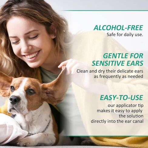 Dog Ear Cleaner, Dogs Ear Infection Treatment, Ear Wash Drops for Dogs Cats, Supports Soothes Infections Itching & Inflamed Ears, Natural Multi-Action Formula, Pet Ear Cleanser for All Dogs - 60ml in Saudi Arabia