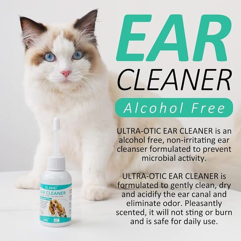 Dog Ear Cleaner, Dogs Ear Infection Treatment, Ear Wash Drops for Dogs Cats, Supports Soothes Infections Itching & Inflamed Ears, Natural Multi-Action Formula, Pet Ear Cleanser for All Dogs - 60ml in Saudi Arabia