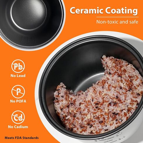 10-Cup Uncooked Rice Cooker & Food Steamer - Ceramic Coating Non-Toxic Inner Pot, One-Touch Multifunction for Rice/Sauté/Yogurt, Dishwasher Safe, 3-10 Family Size, Stainless Steel in Saudi Arabia
