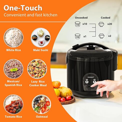 10-Cup Uncooked Rice Cooker & Food Steamer - Ceramic Coating Non-Toxic Inner Pot, One-Touch Multifunction for Rice/Sauté/Yogurt, Dishwasher Safe, 3-10 Family Size, Stainless Steel in Saudi Arabia