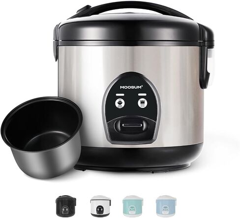 10-Cup Uncooked Rice Cooker & Food Steamer - Ceramic Coating Non-Toxic Inner Pot, One-Touch Multifunction for Rice/Sauté/Yogurt, Dishwasher Safe, 3-10 Family Size, Stainless Steel in Saudi Arabia