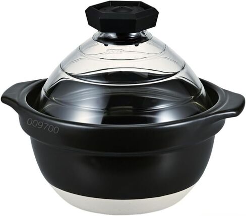 HARIO GNR-200-B-W Rice Pot with Glass Lid, 2-3 Cups, Visible Inside Heat-resistant Glass, Ceramic, Made in Japan in Saudi Arabia