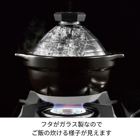 HARIO GNR-200-B-W Rice Pot with Glass Lid, 2-3 Cups, Visible Inside Heat-resistant Glass, Ceramic, Made in Japan in Saudi Arabia