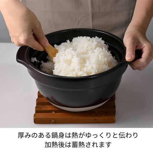HARIO GNR-200-B-W Rice Pot with Glass Lid, 2-3 Cups, Visible Inside Heat-resistant Glass, Ceramic, Made in Japan in Saudi Arabia